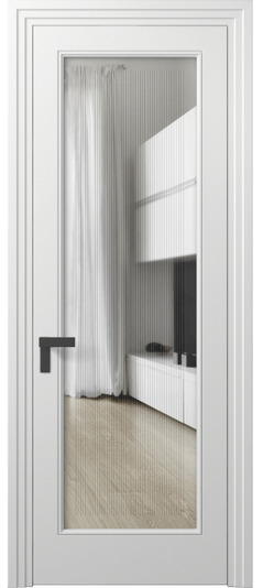 Дверь межкомнатная 8300 МБЛ Прозрачное стекло с гравировкой Rocca. Цвет Матовый белоснежный. Материал Гладкая эмаль. Коллекция Рокка. Картинка.