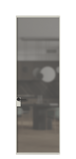 Дверь межкомнатная АЛПЛ040.01 АТСР Серый сатин триплекс. Цвет Алюминий тёплый серый. Материал Алюминий в эмали. Коллекция Формато. Картинка.
