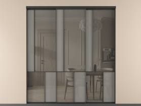 Алюминевая перегородка vnt3_3 ЧЕР. Цвет Алюминий Черный. Материал Алюминий. Коллекция Перегородка Мозаик внутри проёма 3 створки с синхронным механизмом. Картинка.