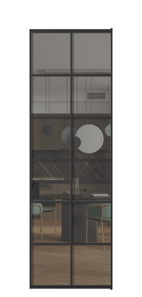 Межкомнатная дверь АЛПЛ040.05 Серый триплекс ЧЕР. Цвет Алюминий Черный. Материал Алюминий. Коллекция Formato. Фото. Дверь межкомнатная АЛПЛ040.05 Серый триплекс ЧЕР. Цвет Алюминий Черный. Материал Алюминий. Коллекция Formato. Картинка.