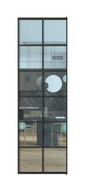 Дверь межкомнатная АЛПЛ040.05 ПРОЗ ГОЛ ЧЕР. Цвет Алюминий Черный. Материал Алюминий. Коллекция Formato. Картинка.